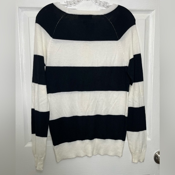 NWT MOSSIMO Black & White Striped Long Sleeve Crew Neck Sweater Top | size Small - Picture 5 of 7